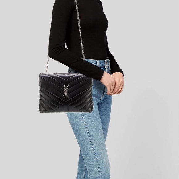 Yves Saint Laurent Medium LouLou Black Quilted Shoulder Bag- - Picture 2 of 6